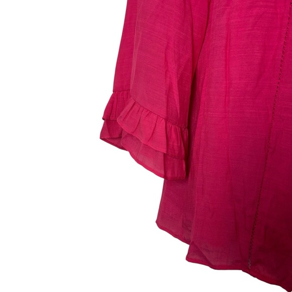 Figueroa & Flower pink embroidered ruffle sleeve blouse size XL peasant bohemian - Picture 5 of 10
